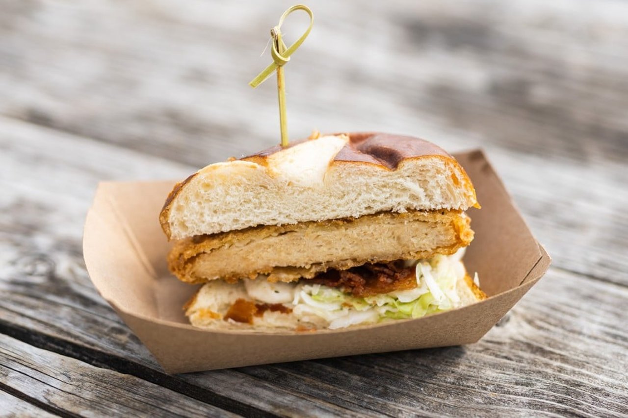 A plant-based chicken sandwich served by World Animal Protection