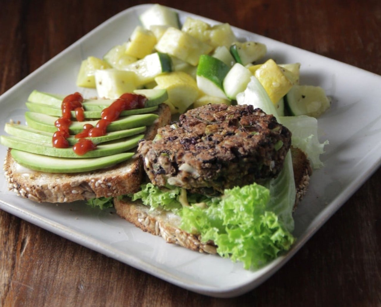 Veggie burger with avocado