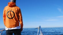 Staff member on the ocean, Dana Point, California, USA