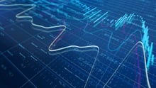 blue digital graph of stock market fluctuations