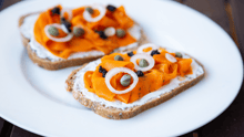 Vegan carrot lox on bread.