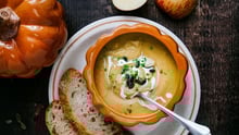 Pumpkin, apple, and ginger soup.