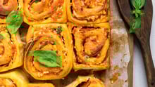 Vegan pepperoni pizza rolls