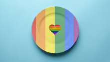 A Pride-themed dinner plate.