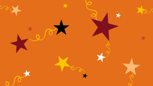 An orange background with different colored stars overlayed on top.