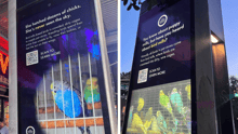 World Animal Protection bird mill ads on a LinkNYC display.