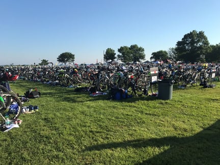 Bikes lined up at the IRONMAN 70.3 Eagleman
