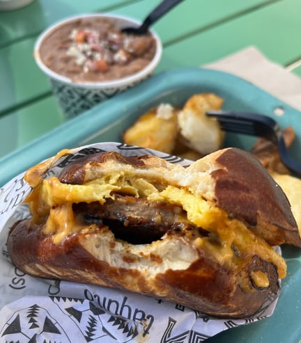 Breakfast sandwich from Tacotarian in Las Vegas.