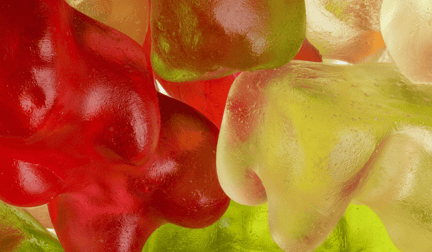 A close-up of gummy bears.