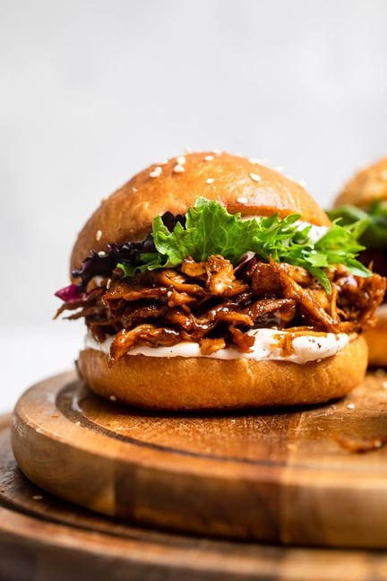 Vegan pulled chicken sandwiches from Make It Dairy Free.