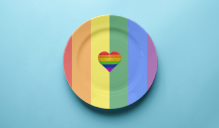 A Pride-themed dinner plate.