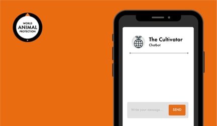 The Cultivator chatbot on a black smartphone with an orange background.