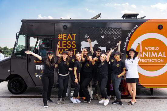 World Animal Protection staff and volunteers attending our food truck.