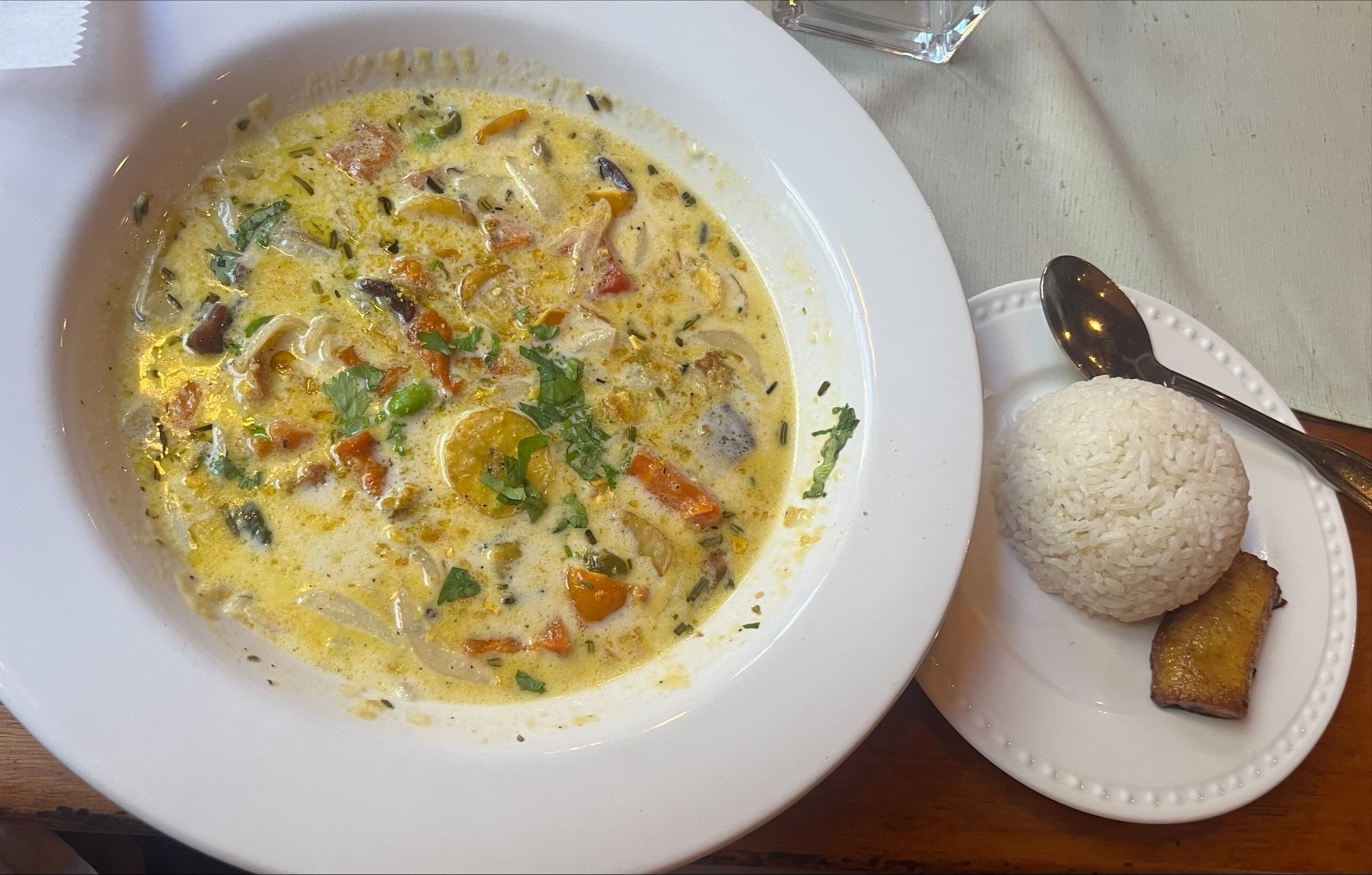 A bowl of vegan curry in Belize.