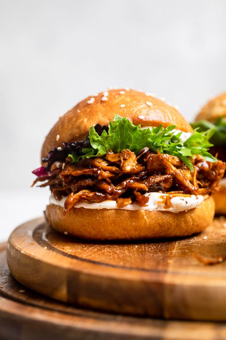 Vegan pulled chicken sandwiches from Make It Dairy Free.