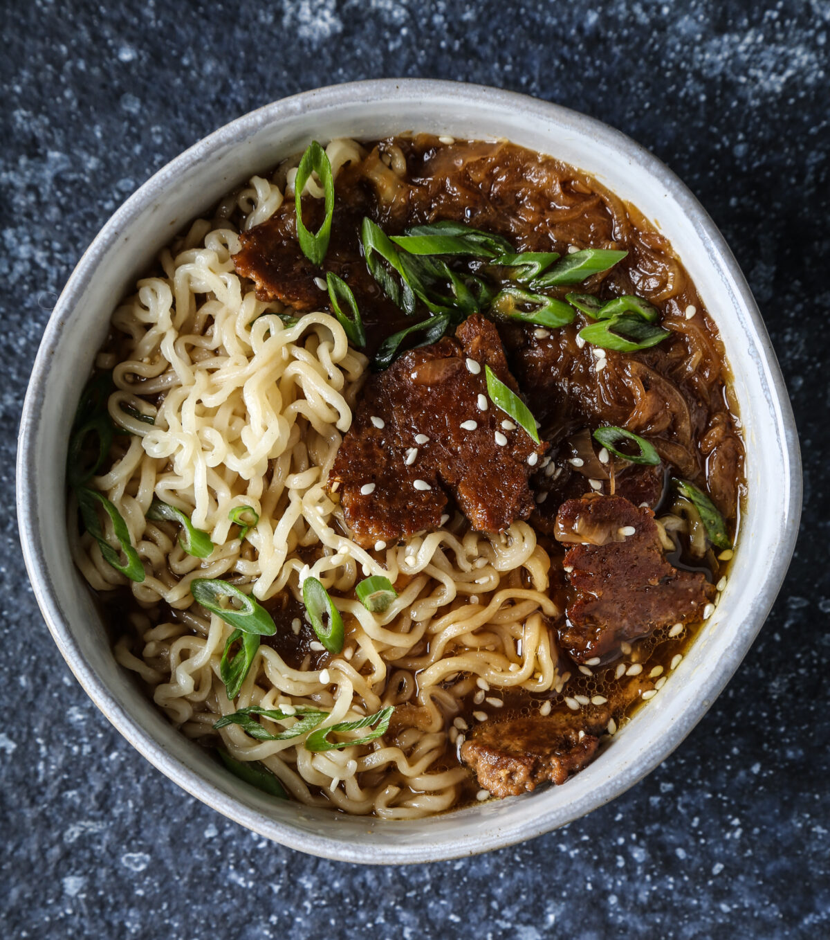 French onion and seitan vegan ramen.