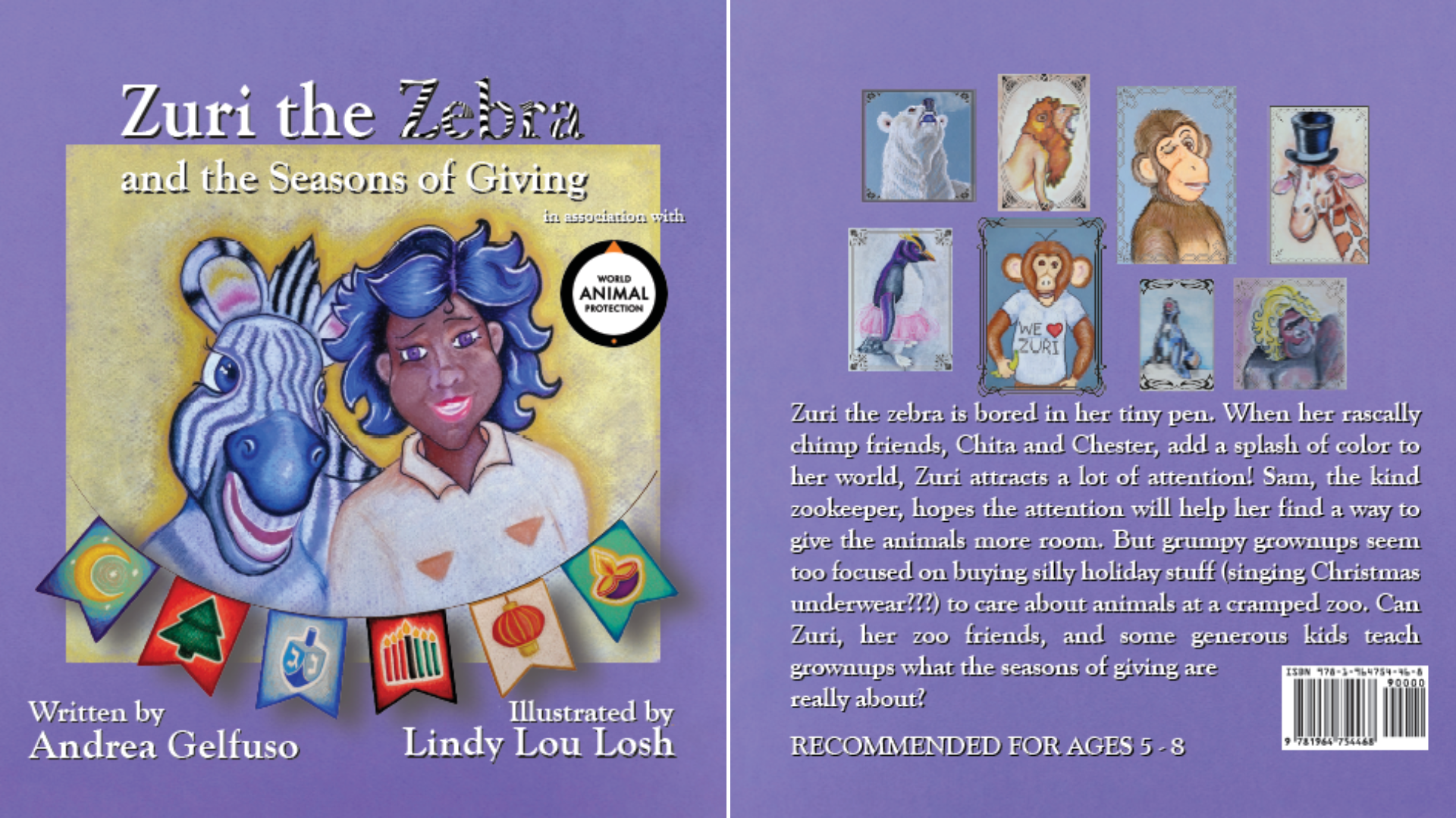 The front and back cover of Zuri the Zebra.